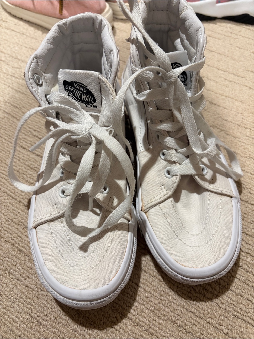 Vans Kids High-Top Canvas Sneakers in White
